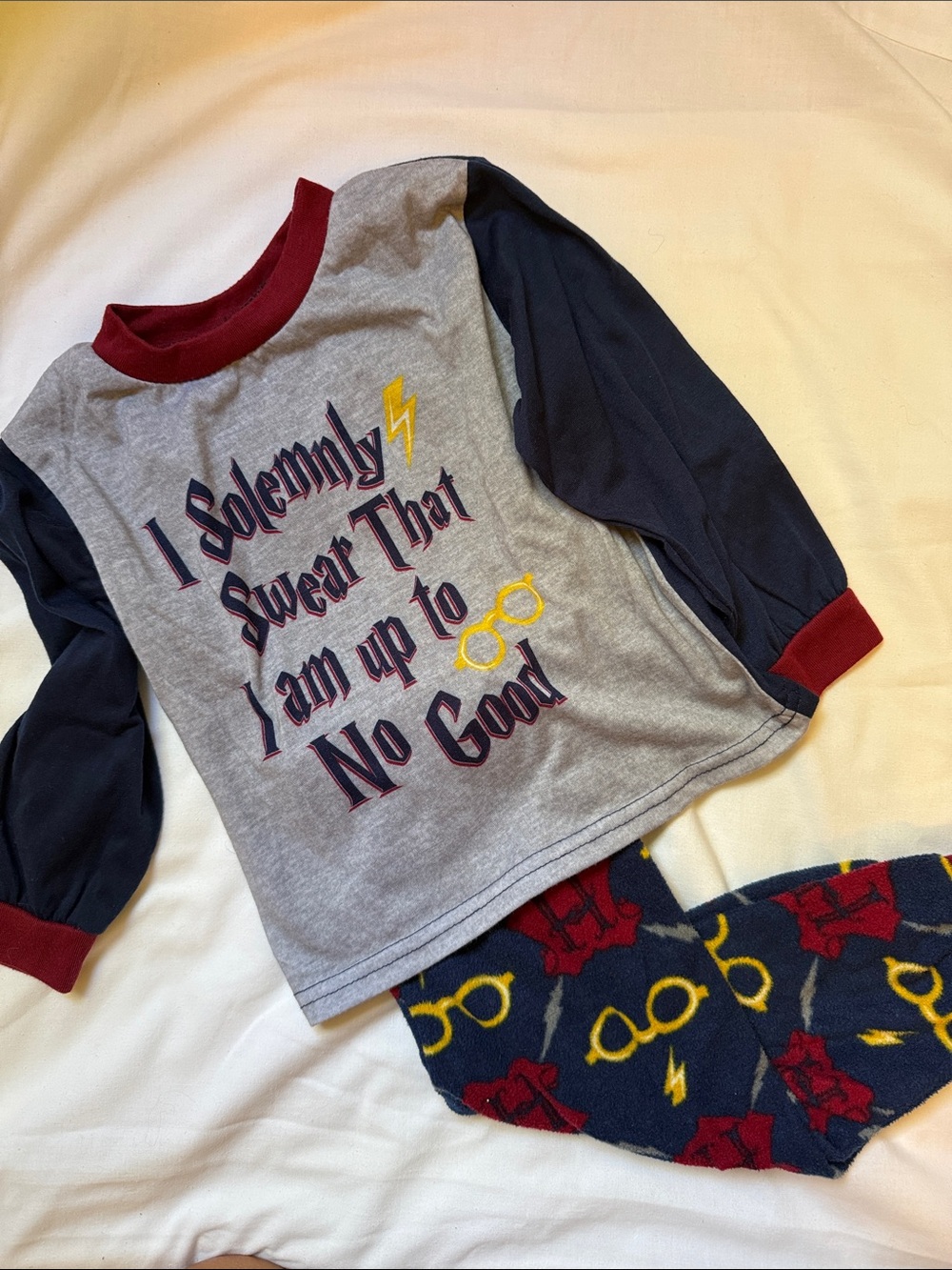 Kids Grey & Navy 'I Solemnly Swear That I am up to No Good' Pajama Set 3T